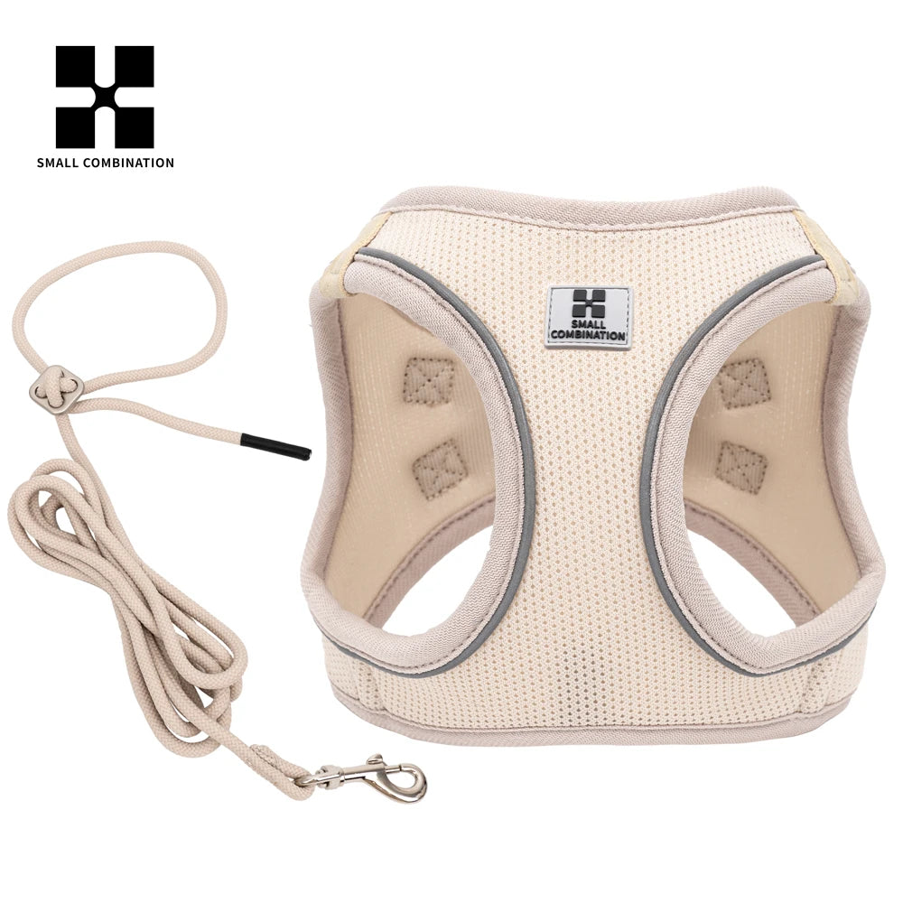 Juego de correas y arnés para perros pequeños y medianos, arnés reflectante ajustable para cachorros y gatos, chaleco para mascotas, Chihuahua, Yorkies, caminar al aire libre