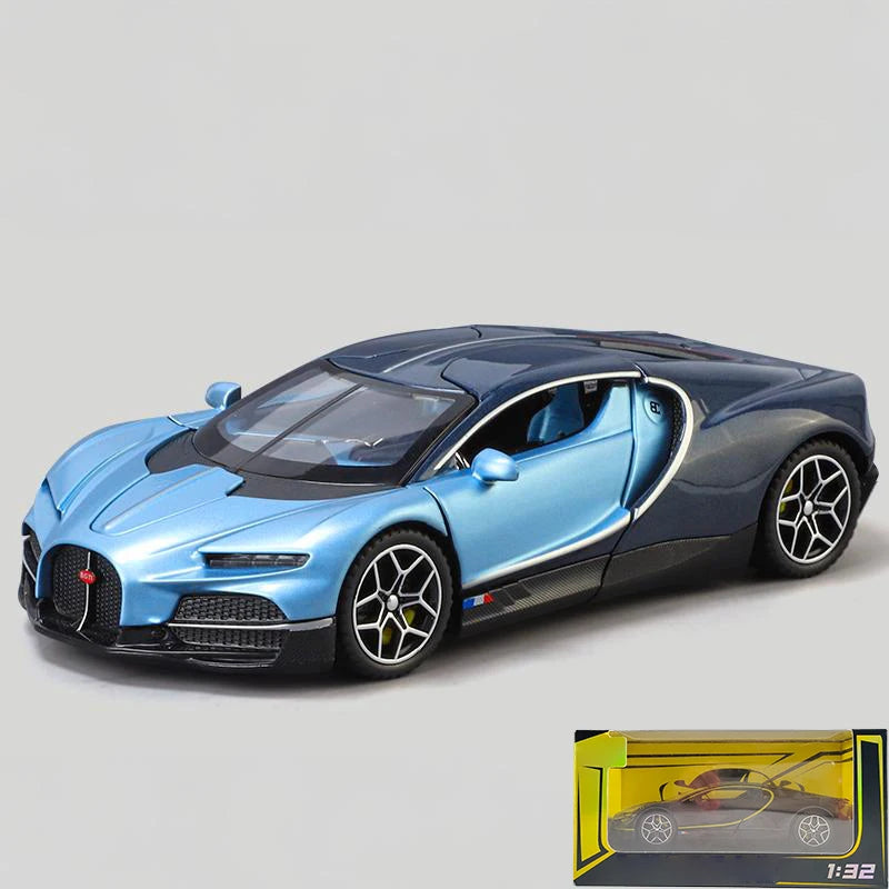 1:32 Bugatti Tourbillon V16 supercoche de aleación de Metal modelo fundido a presión juguetes para niños Mini colección GT pasatiempos regalos de cumpleaños niño