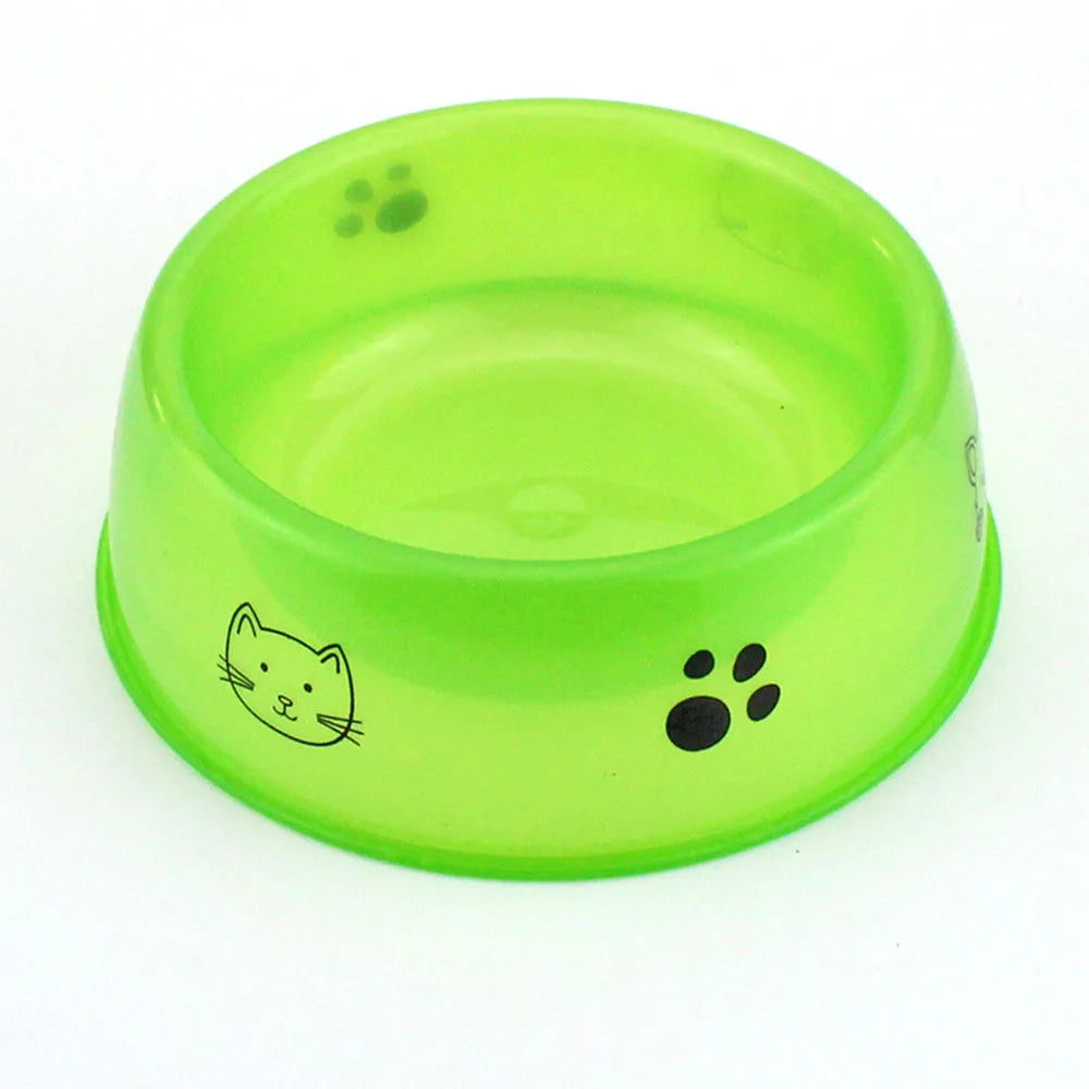Cuenco de plástico transparente para mascotas, cuenco de agua y comida para gatos/perros impresos, suministros duraderos de alimentación para mascotas para perros y gatos