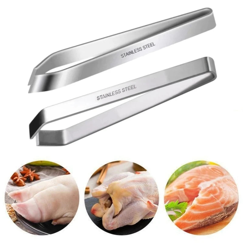 Pinzas de hueso de pescado de acero inoxidable 430, pinzas extractoras, pinzas para desplumar huesos de pescado, utensilios de cocina, 1 Uds.