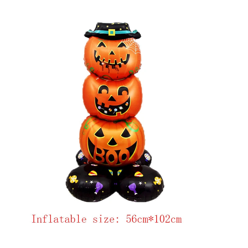 Juego de globos de papel de aluminio con soporte gigante, globo de calabaza, fantasma, bruja, árbol fantasma, decoraciones para fiesta de Halloween, 1 Juego