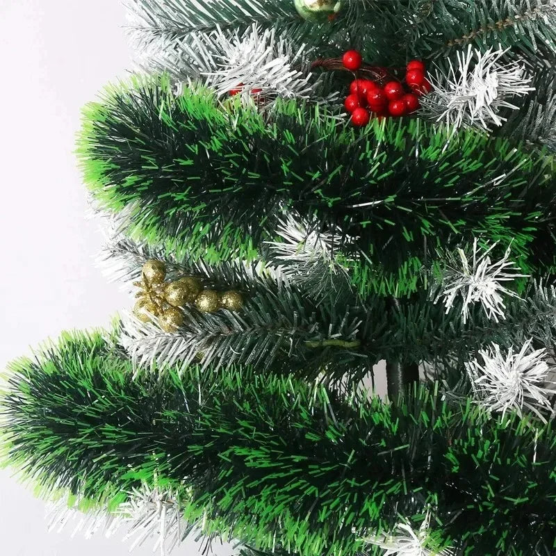 Guirnalda de cintas de oropel de Navidad de 60/4m, corona de caña verde, adornos colgantes para árbol de Navidad, suministros de decoración del hogar para fiesta de boda
