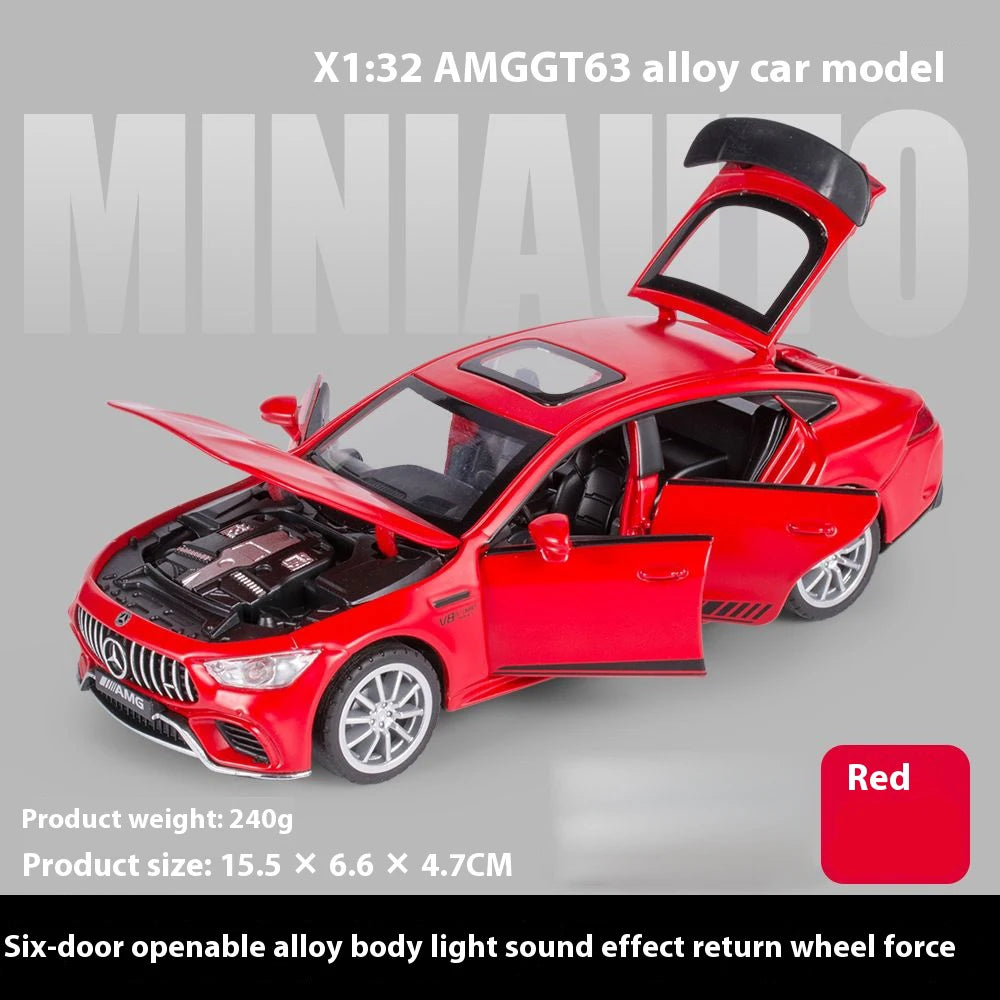 1:32 Mercedes Benz AMG GT63 coche deportivo aleación Diecast modelo de coche sonido luz tirar hacia atrás juguetes adornos regalo para niños recoger