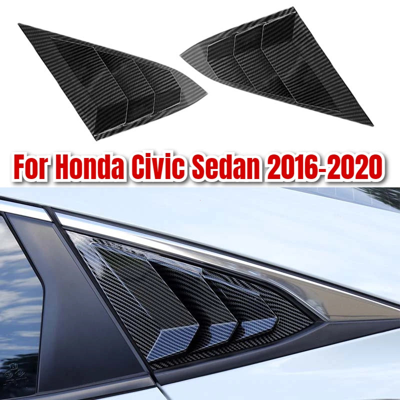 Para Honda Civic 10. a generación 2016-2020 Sedan ventana lateral trasera persianas de ventilación de aire Scoop Shades cubierta molduras persianas accesorios de carbono para coche