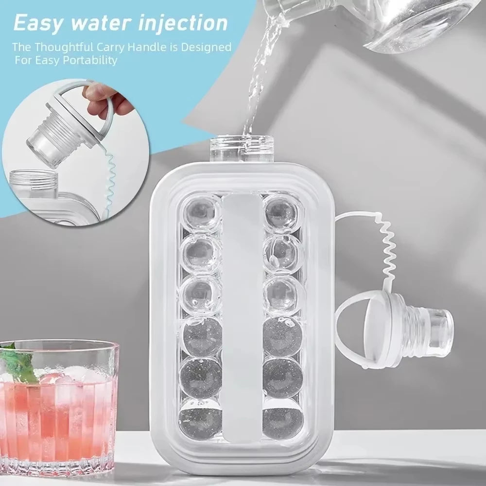 1 Uds. Moldes para bolas de hielo, máquina de hielo plegable para viaje en casa, bolas de hielo 2 en 1, cubitos de hielo de viaje, compartimento de hielo de silicona, molde para cubitos de hielo