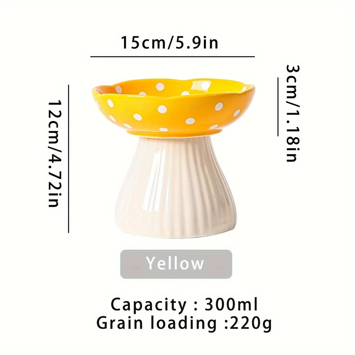 Cuenco para gatos con forma de seta de resina: alto, capacidad de 300 ml, apto para gatos: ideal para festivales de alimentación y beber