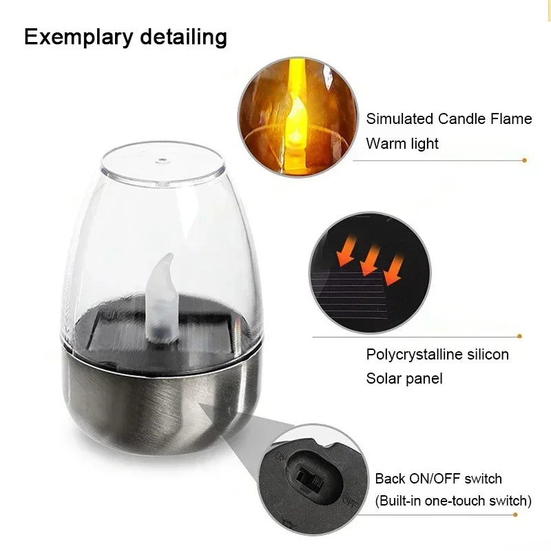 Velas solares LED, luz nocturna recargable sin llama para decoración de jardín, fiesta de boda, lámpara de velas solares impermeables para exteriores