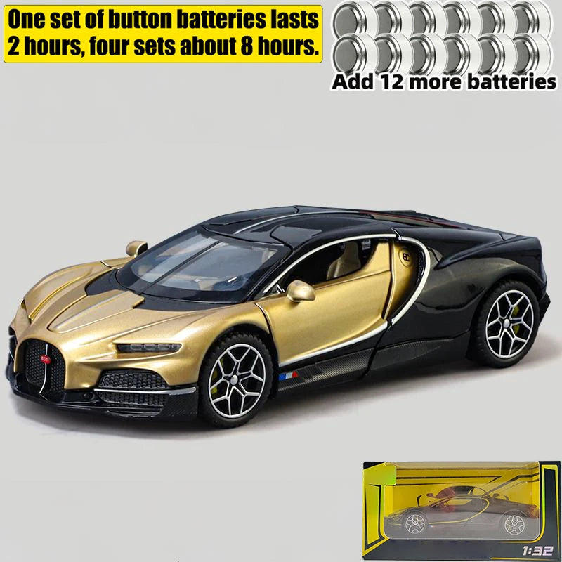 1:32 Bugatti Tourbillon V16 supercoche de aleación de Metal modelo fundido a presión juguetes para niños Mini colección GT pasatiempos regalos de cumpleaños niño