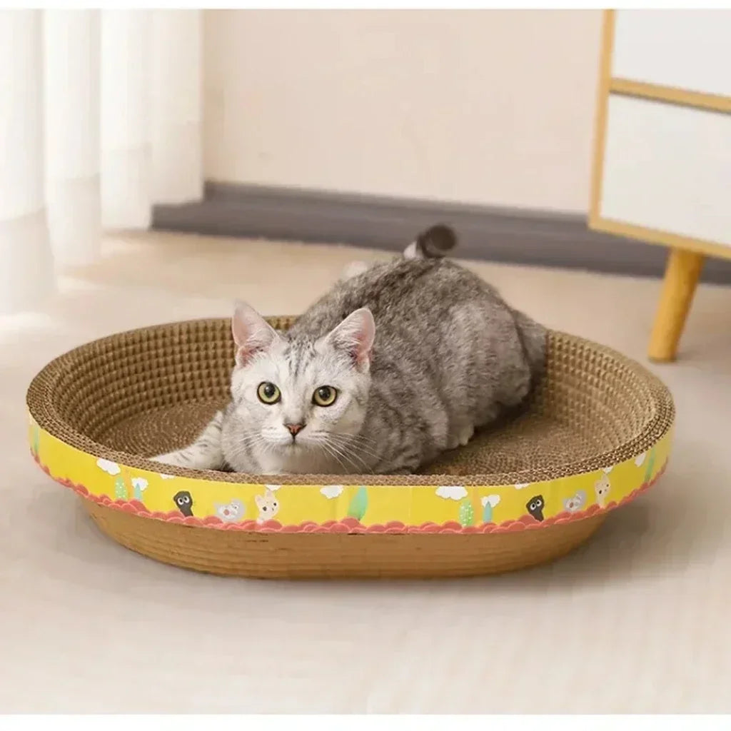 Tablero para rascar gatos, protege muebles, garra de molienda, juguetes, papel corrugado ovalado, nido para gatos resistente al desgaste, accesorios para gatos