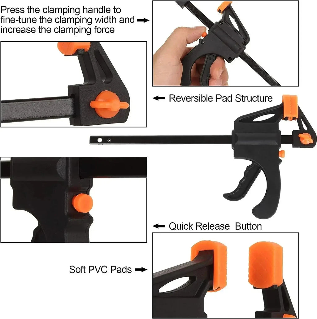 Abrazadera rápida para carpintería de 4 pulgadas, herramienta de abrazadera F, tablero de madera, juego de herramientas de carpintería fija, juegos de mano