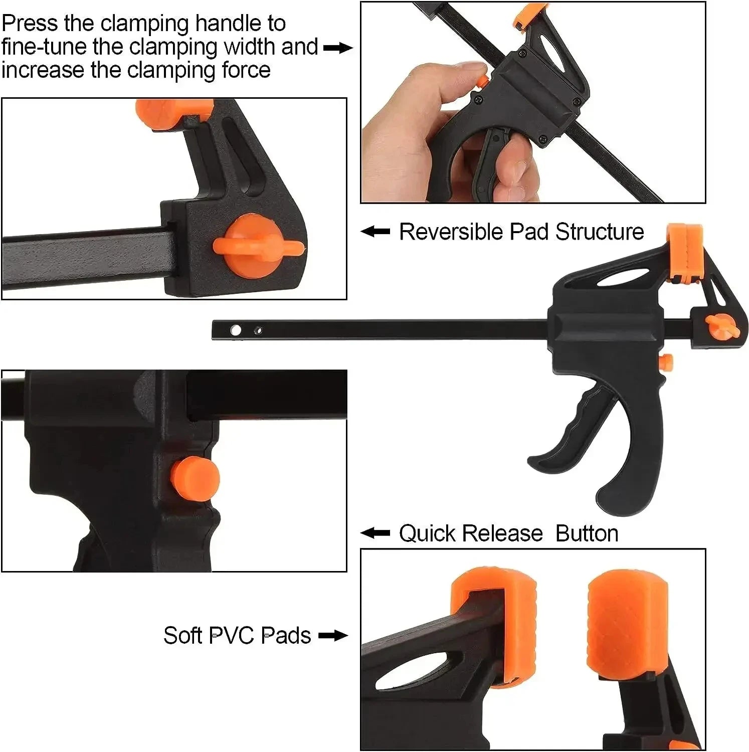 Abrazadera rápida para carpintería de 4 pulgadas, herramienta de abrazadera F, tablero de madera, juego de herramientas de carpintería fija, juegos de mano