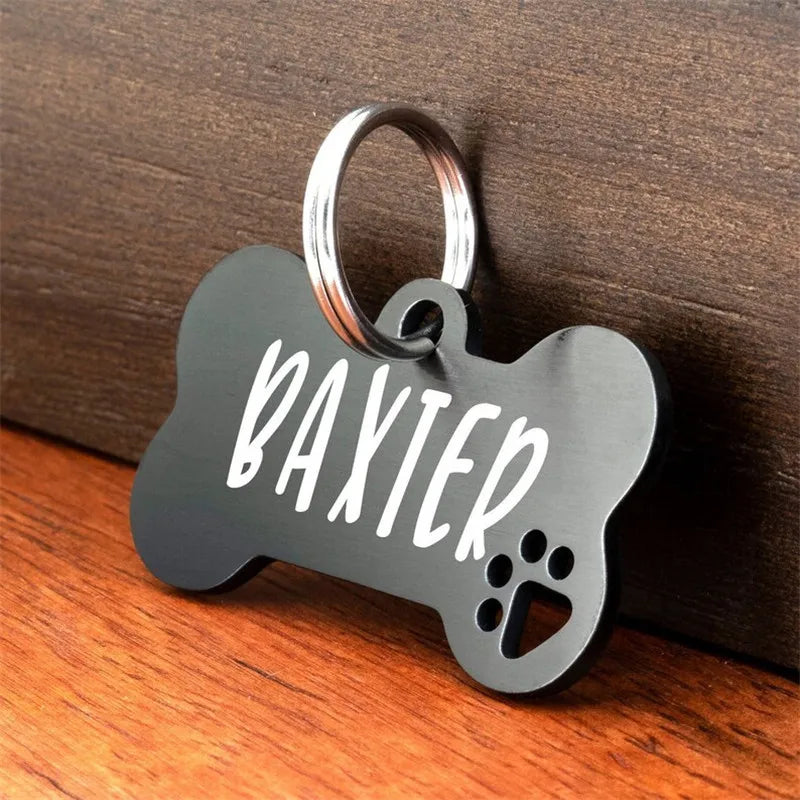 Etiqueta de identificación de perro antipérdida con grabado personalizado de acero inoxidable, Collar personalizado con nombre para mascota, etiquetas de hueso para perro y gato, suministros para mascotas