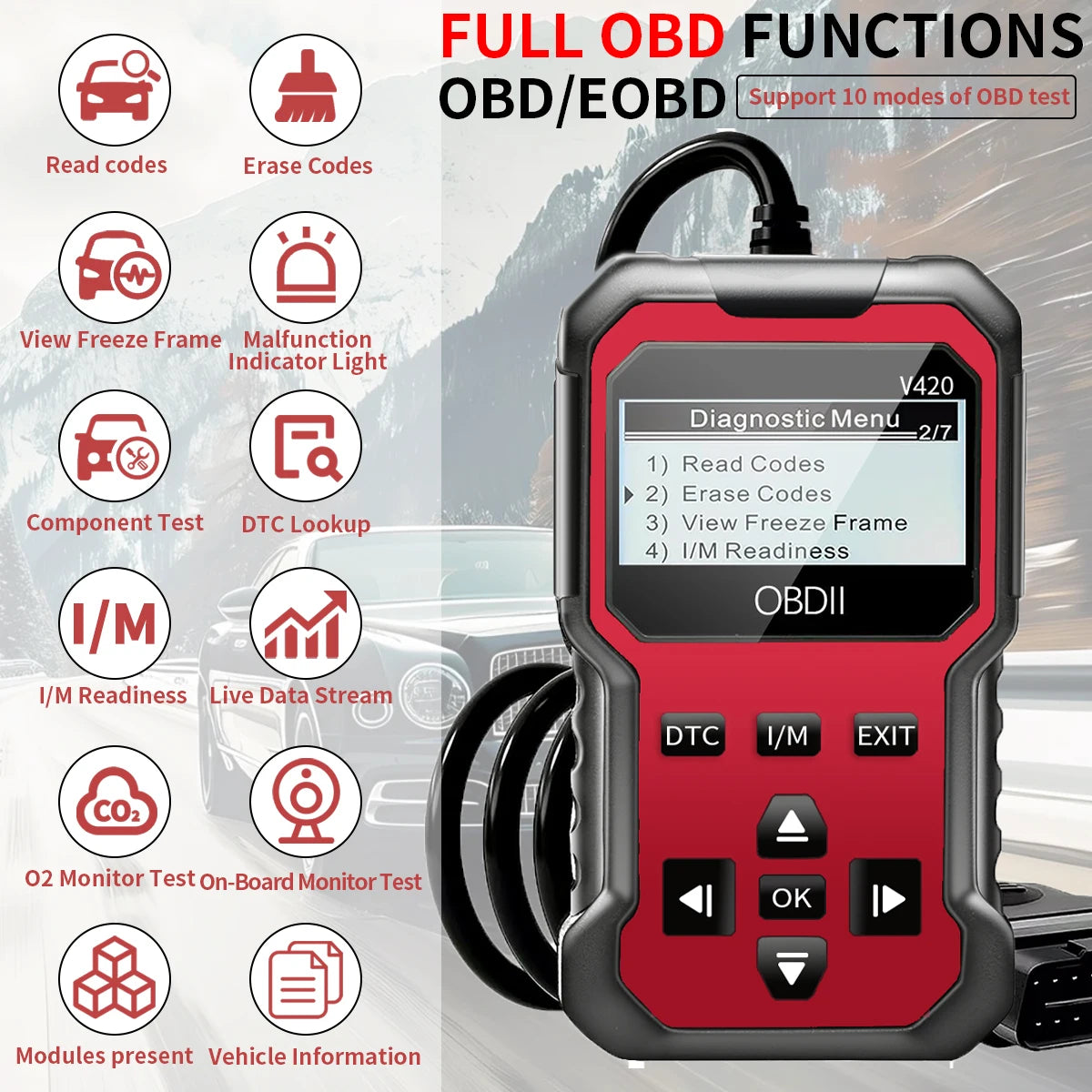 Herramienta de diagnóstico de escáner de automóvil V420, comprobar el lector de código del motor, escáner Obd2 para todos los vehículos