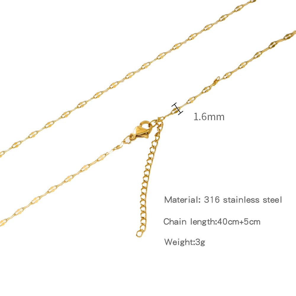 HIYEE-collar de cadena de eslabones de cuerda con cuentas en forma de O para mujer, bola de serpiente de acero inoxidable, regalo de joyería, accesorios Diy de Color dorado