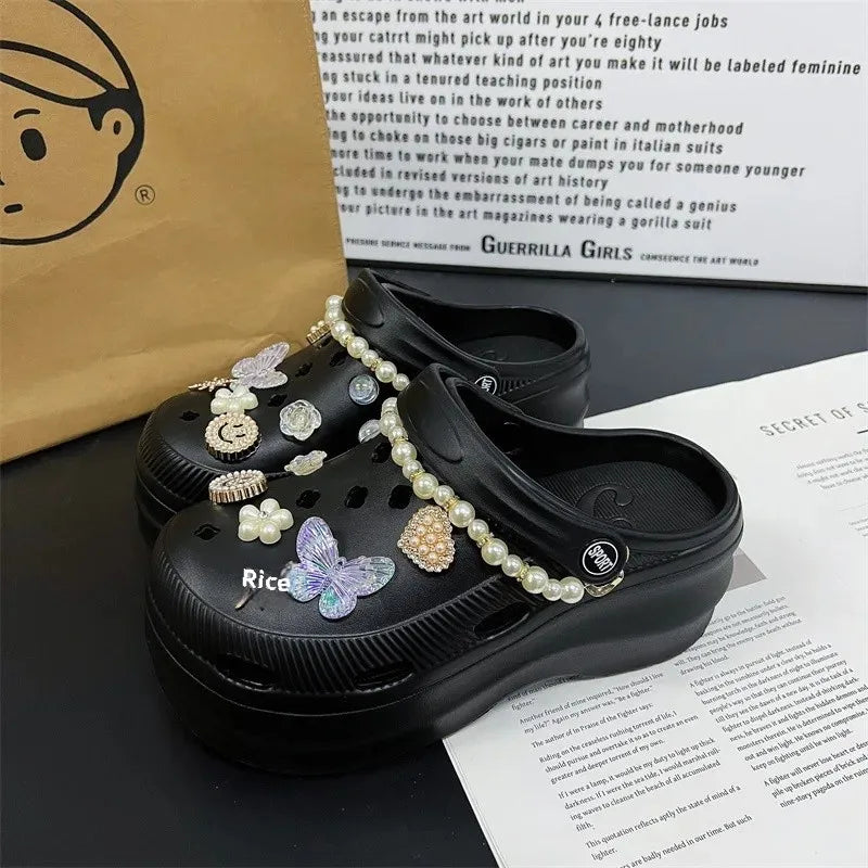 Nuevas zapatillas bonitas de Internet famosas y súper populares para mujer, zapatos de zuecos de moda de verano para exteriores y interiores de doble uso