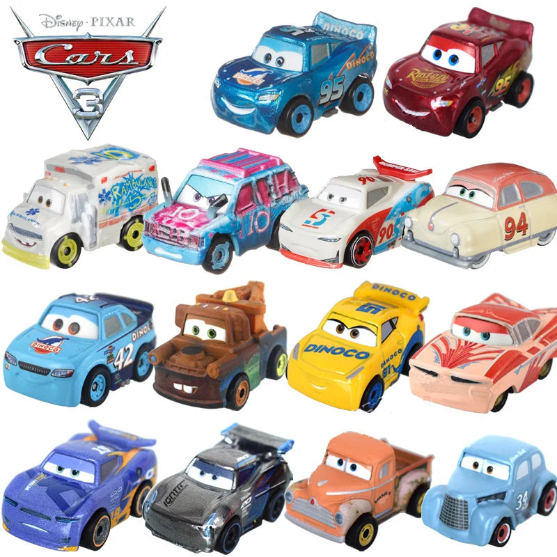 Mini coches originales de Disney Pixar, modelo de coche de juguete de Metal fundido a presión, relámpago McQueen Jackson Storm Curz, vehículos de juego, regalos para niños