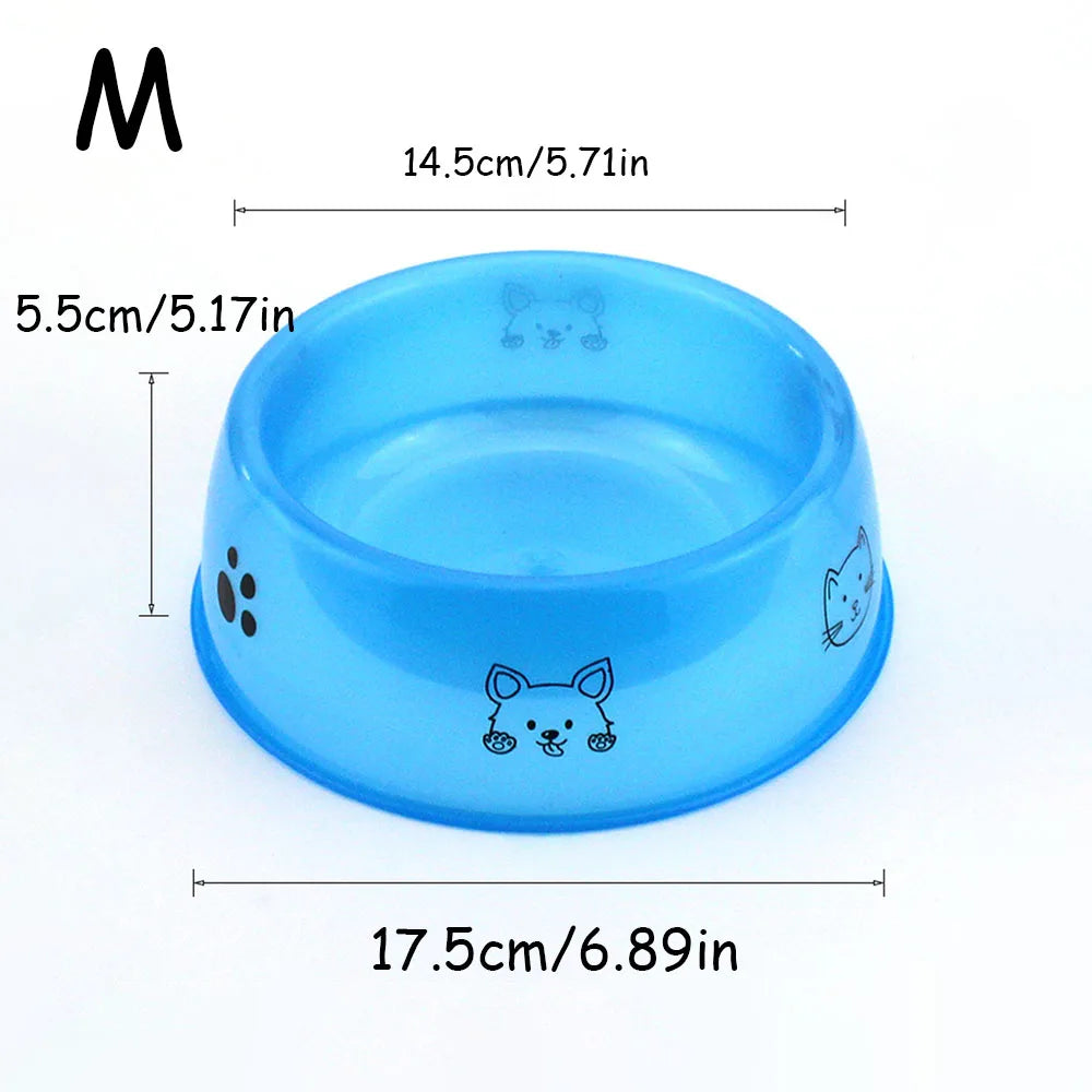 Cuenco de plástico transparente para mascotas, cuenco de agua y comida para gatos/perros impresos, suministros duraderos de alimentación para mascotas para perros y gatos