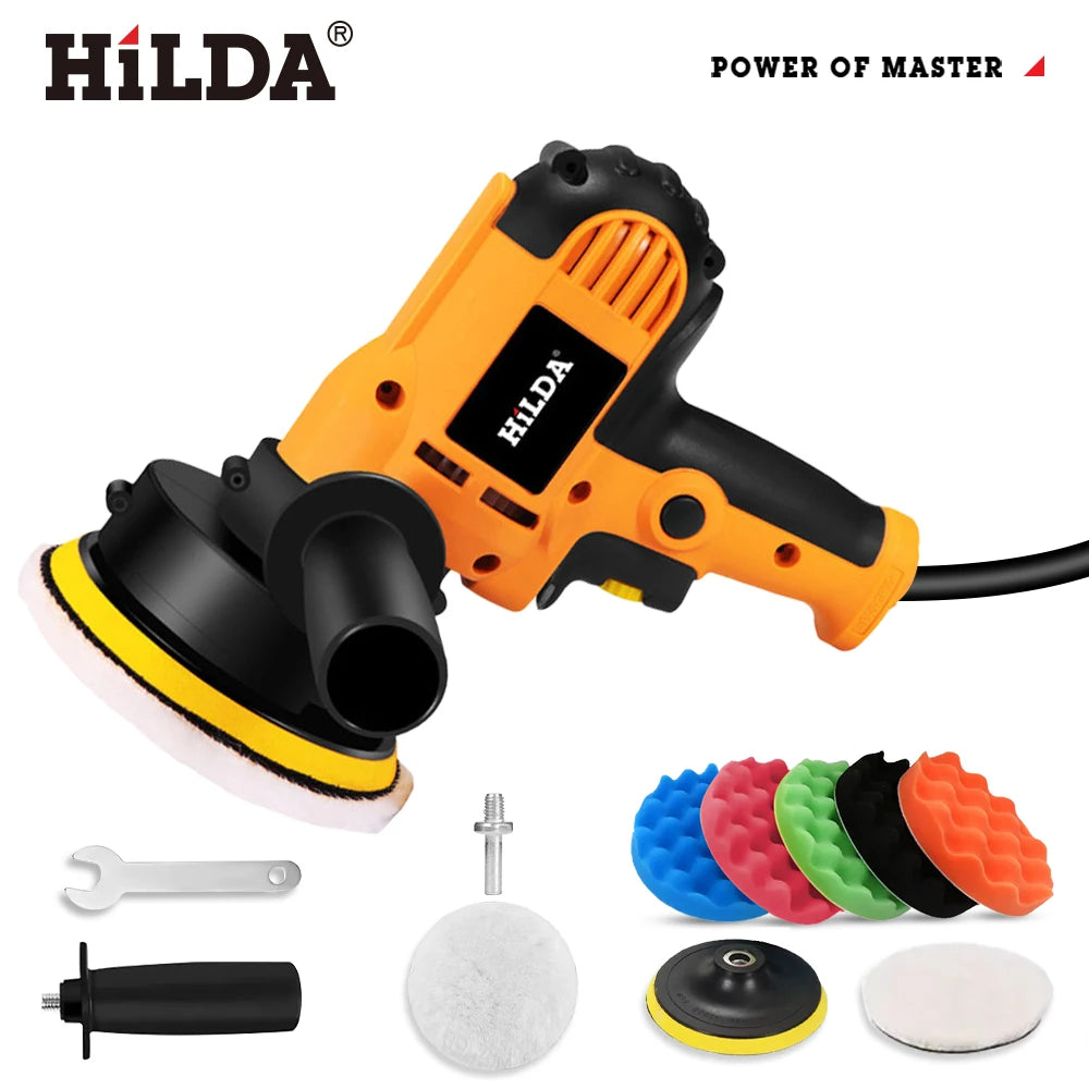HILDA-pulidor eléctrico para coche, máquina de encerado de belleza para coche, herramientas de lijado de velocidad ajustable, pulido automotriz, reparación de arañazos