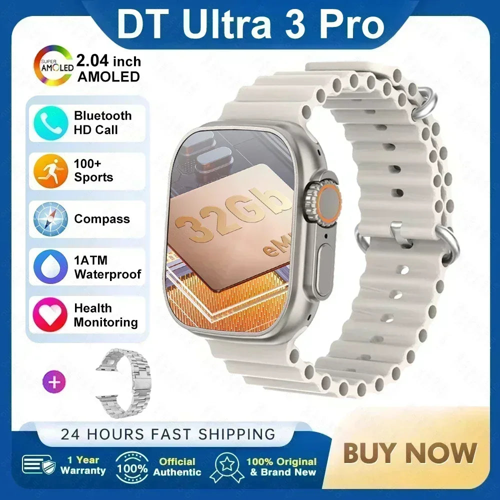 2025 nuevo reloj inteligente con memoria de 32GB para hombres y mujeres NFC Bluetooth llamada reproducción de música carga inalámbrica deporte Fitness SmartWatch