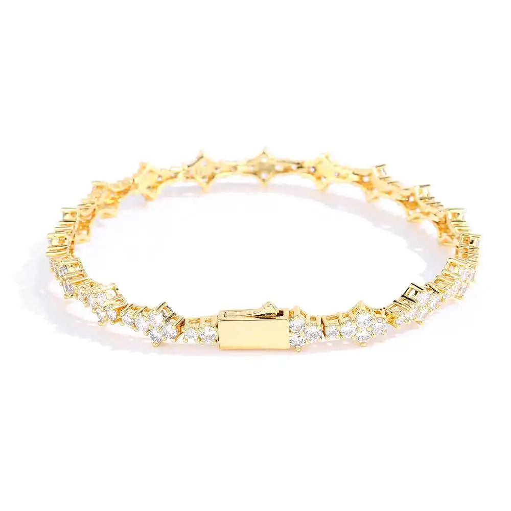 Pulsera de tenis de circonita cúbica helada, pulseras en capas, cosas de moda para hombres y mujeres
