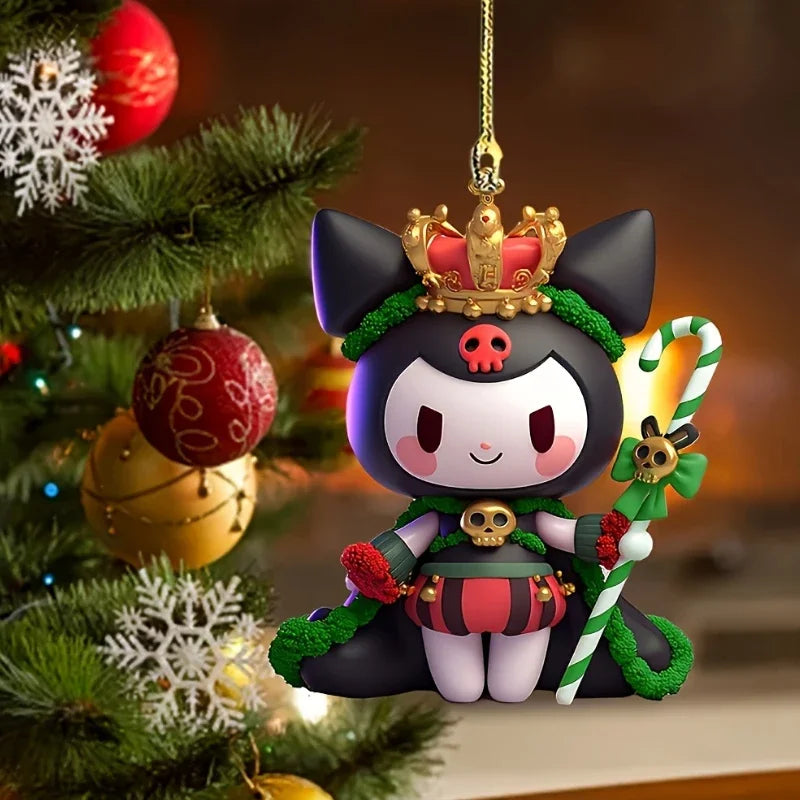 1/6/10 Uds Navidad Sanrio tema 2D colgante acrílico HelloKitty Cinnamoroll Kuromi colgante de decoración de árbol de Navidad