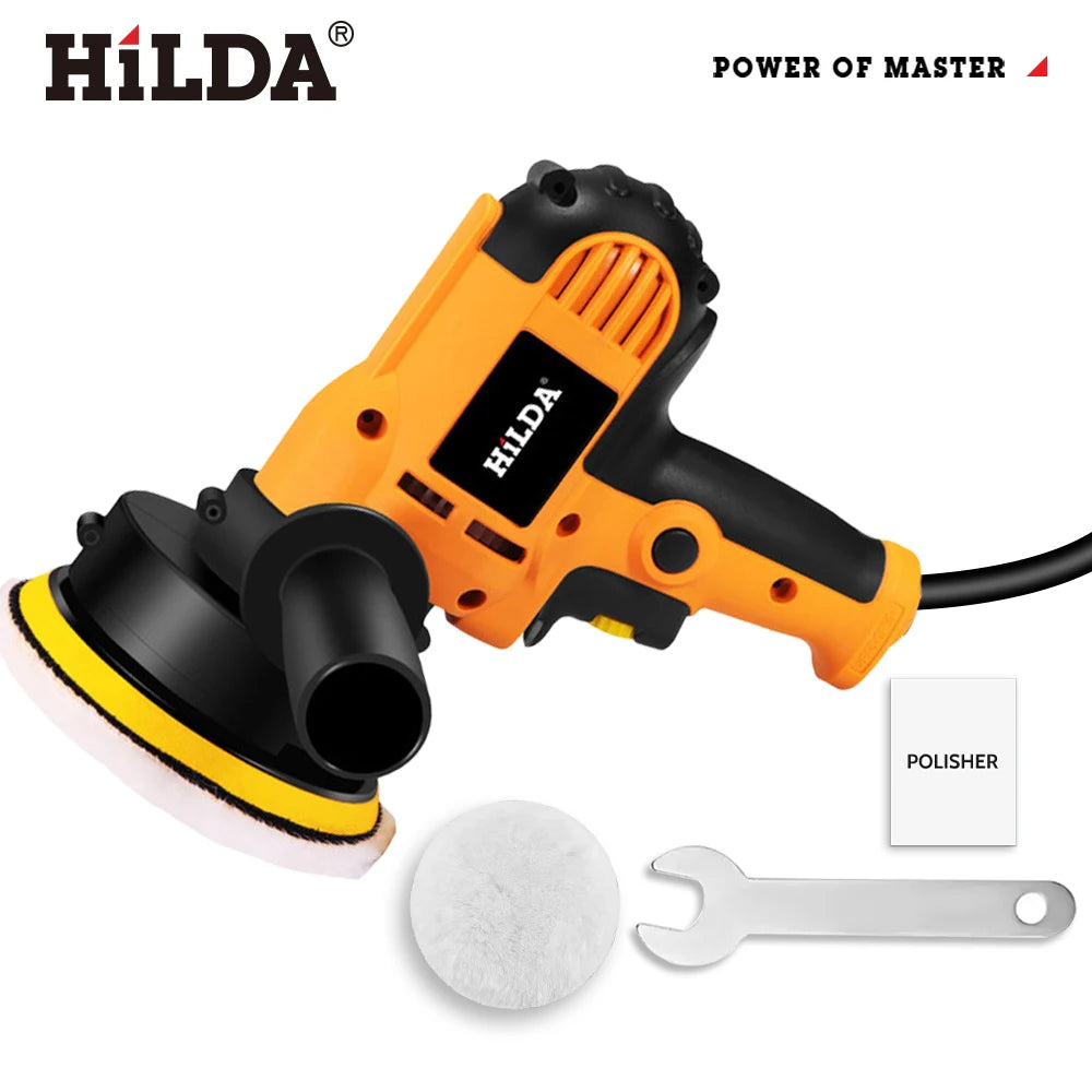 HILDA-pulidor eléctrico para coche, máquina de encerado de belleza para coche, herramientas de lijado de velocidad ajustable, pulido automotriz, reparación de arañazos