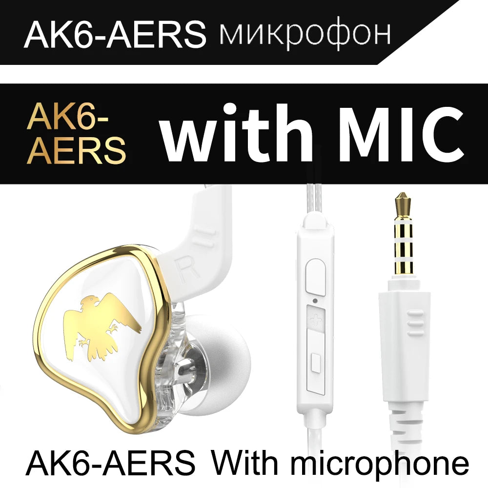 Auriculares con cable QKZ AK6 de cobre HiFi, auriculares estéreo para carreras y deportes, auriculares con micrófono 3,5mm