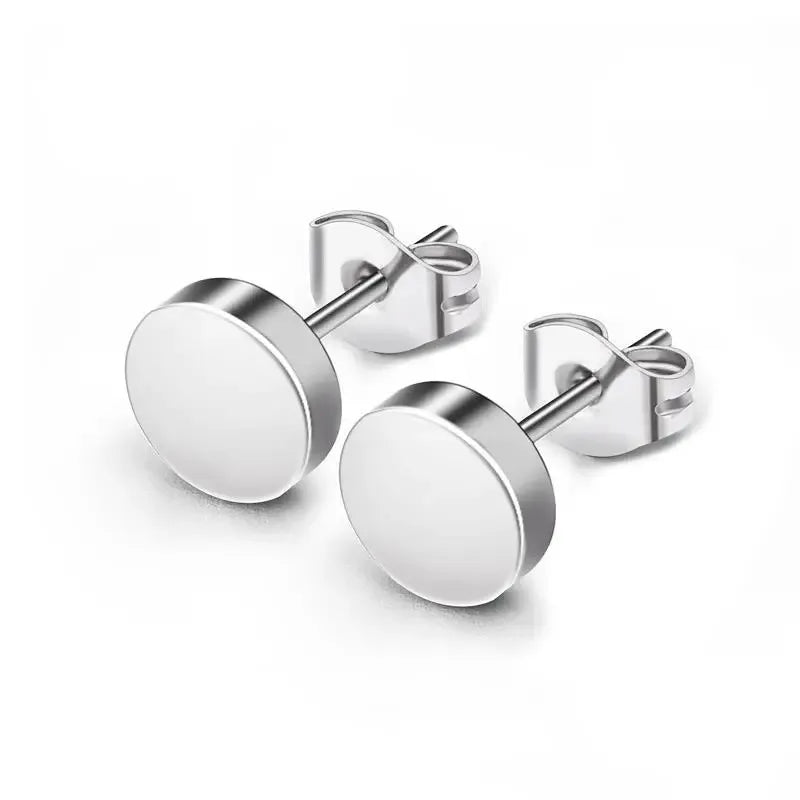 2 uds. Pendientes redondos negros de acero inoxidable para hombres, pendientes Punk de 3-8mm, pendientes de tuerca con empuje hacia atrás para mujeres y hombres, joyería