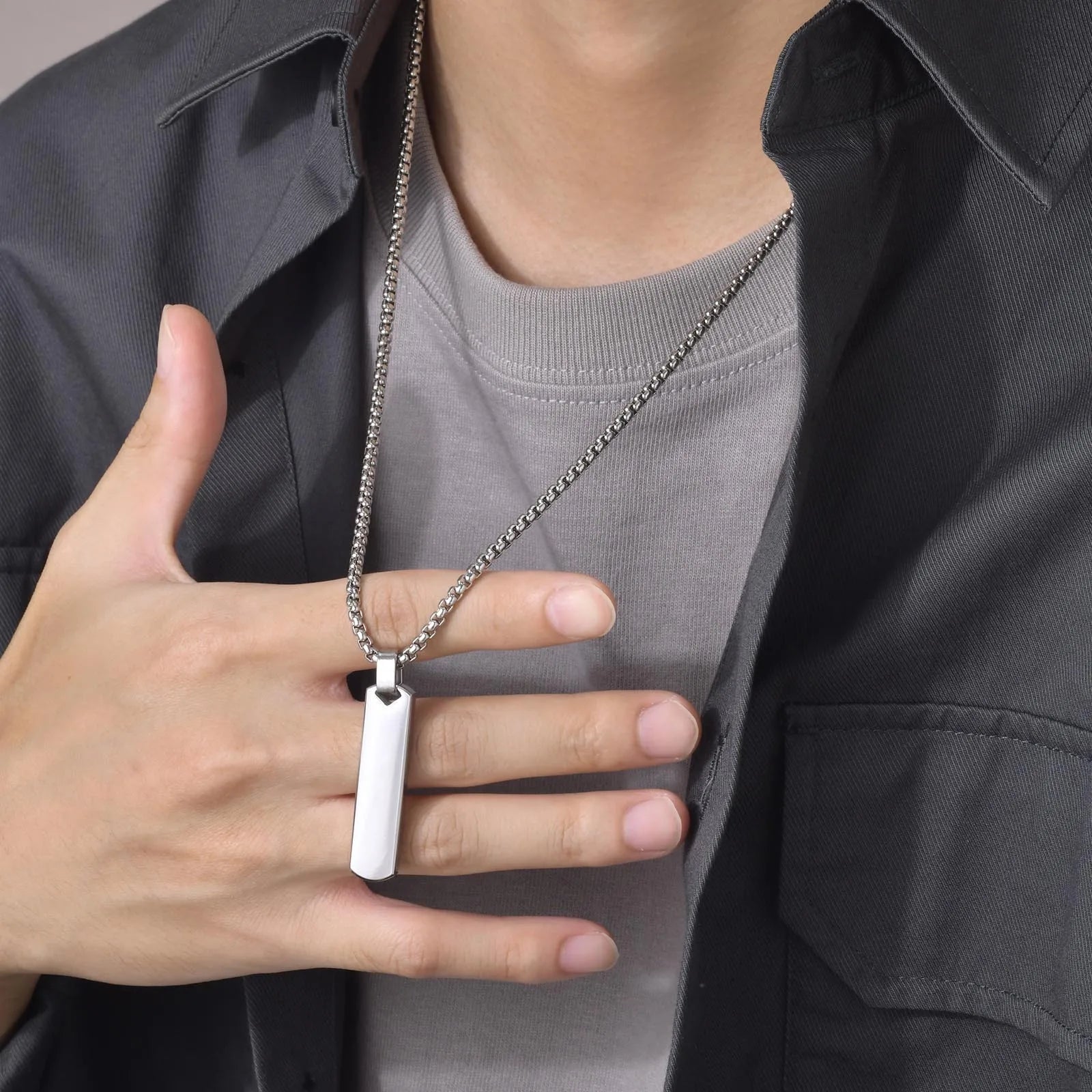 Collares apilados de barra Vertical para hombres y niños, Collar de cadena de cuerda trenzada de cadena cubana de acero inoxidable, regalos de conjuntos de joyería elegantes