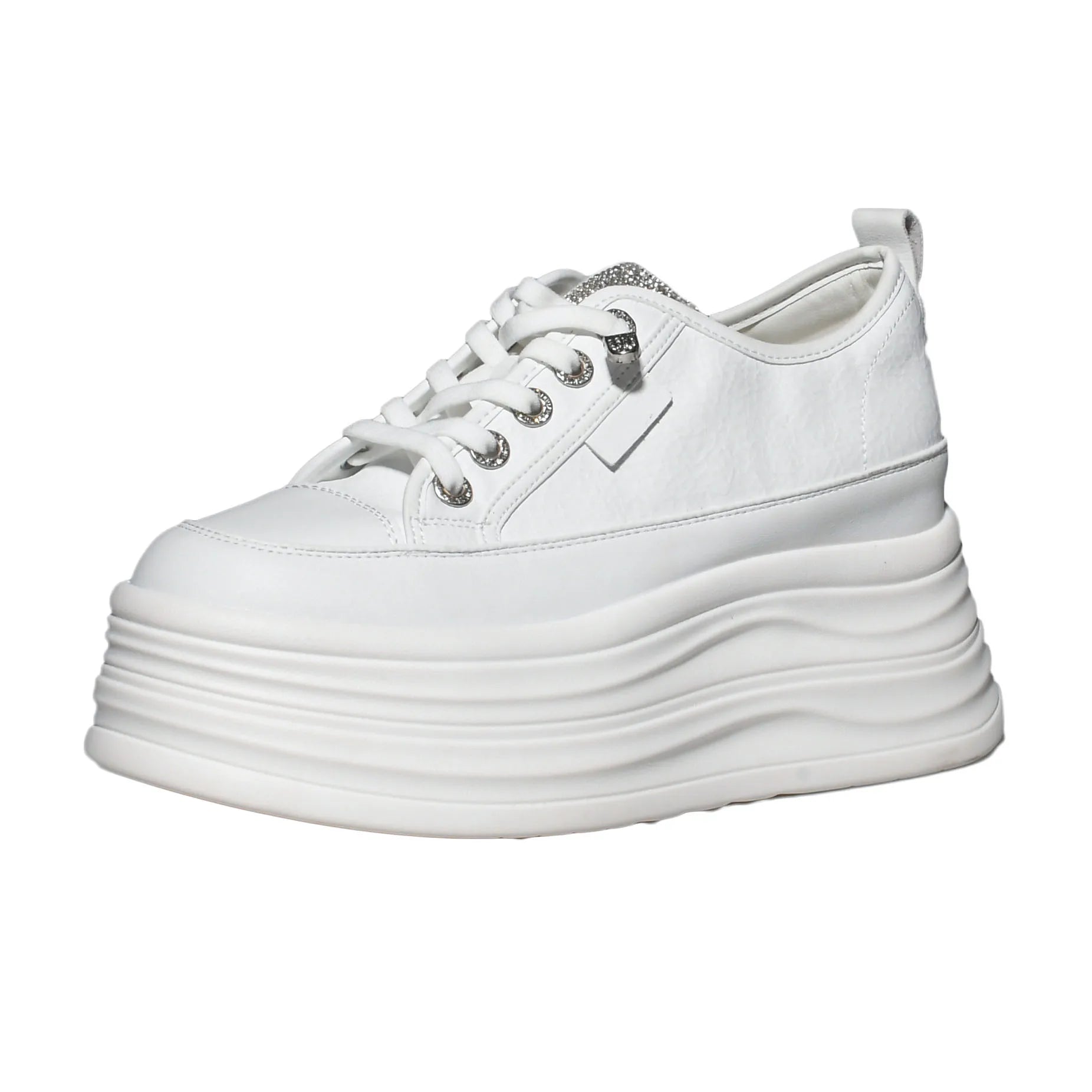 Fujin, zapatillas de deporte con plataforma blanca de cuero de microfibra de alta calidad de 9cm para mujer, zapatillas con Tacón de Cuña, zapatos informales cómodos para mujer