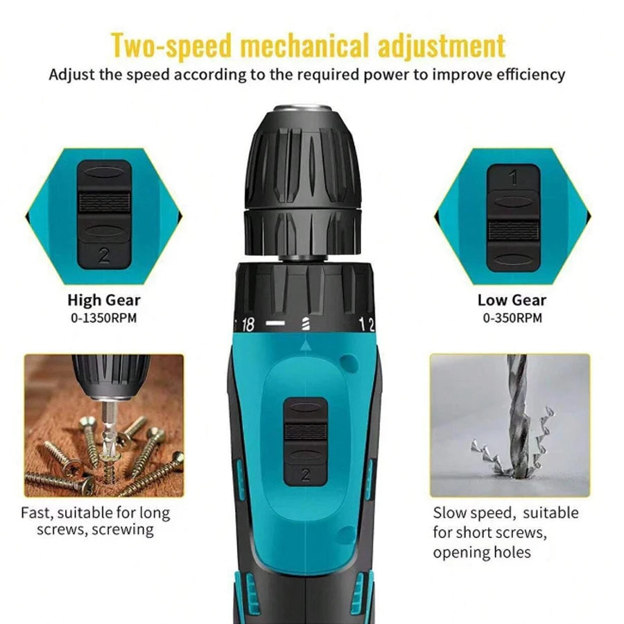 Wireless Drill Tool Kit for Home Repair, Suitable for DIY and Woodworking, Multifunctional Repair Tool Box Sold by