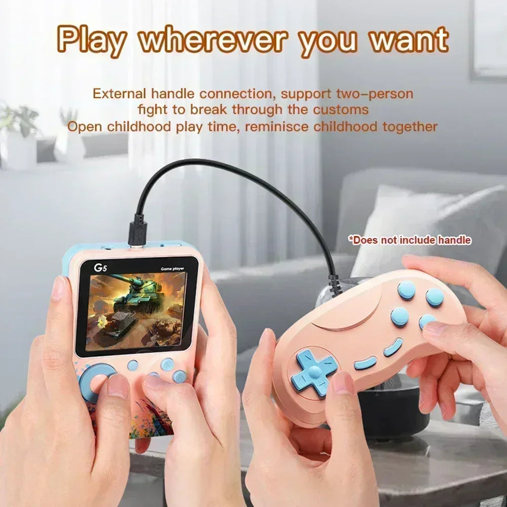 Consola de juegos portátil Retro G5 con 500 juegos clásicos, Gamepad portátil con pantalla de 3,0 pulgadas, batería recargable de 1020mAH, Color Macaron