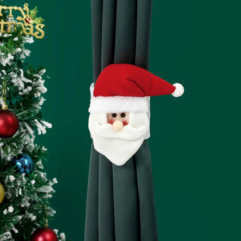Cierre de cortina de dibujos animados de Navidad, pingüino, Papá Noel, muñeco de nieve, soporte de alce, decoración navideña para accesorios para el hogar, 2024