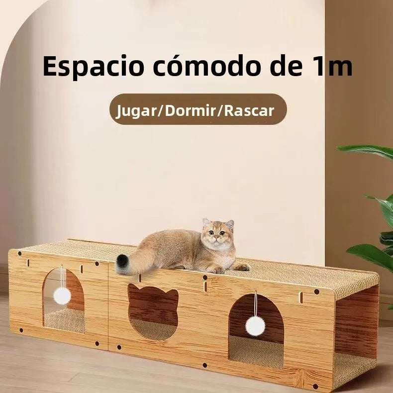 Rascador para Gatos Extra ande de Doble Capa, Túnel de Papel Corrugado, Resistente al Desgaste, Juguetes para Gatos para To...