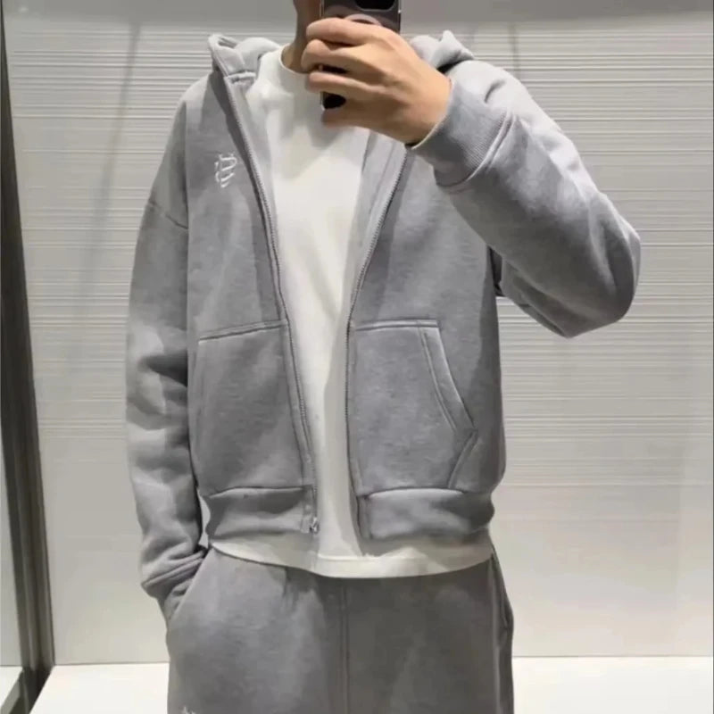 Pantalones deportivos holgados informales, sudadera con letras bordadas Y2K, traje para hombre, Harajuku, traje deportivo de calle retro de hip hop para las cuatro estaciones