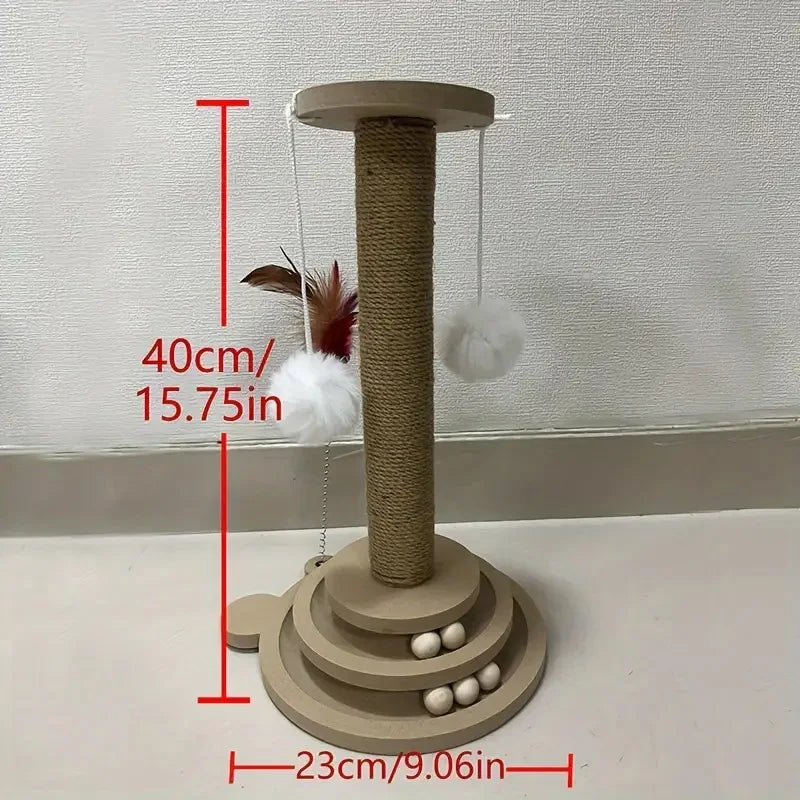 Juguete para Gato, plato giratorio de madera maciza para gato, palos divertidos para gato, tablero rascador de Sisal duradero, suministros para gatos, columna de agarre para gato