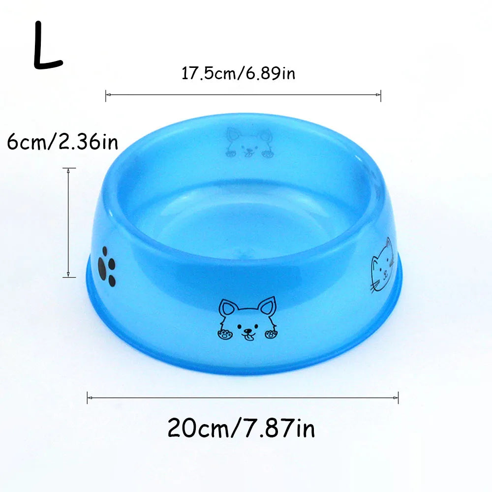 Cuenco de plástico transparente para mascotas, cuenco de agua y comida para gatos/perros impresos, suministros duraderos de alimentación para mascotas para perros y gatos