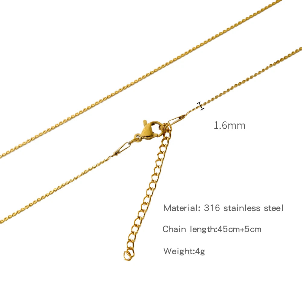 HIYEE-collar de cadena de eslabones de cuerda con cuentas en forma de O para mujer, bola de serpiente de acero inoxidable, regalo de joyería, accesorios Diy de Color dorado