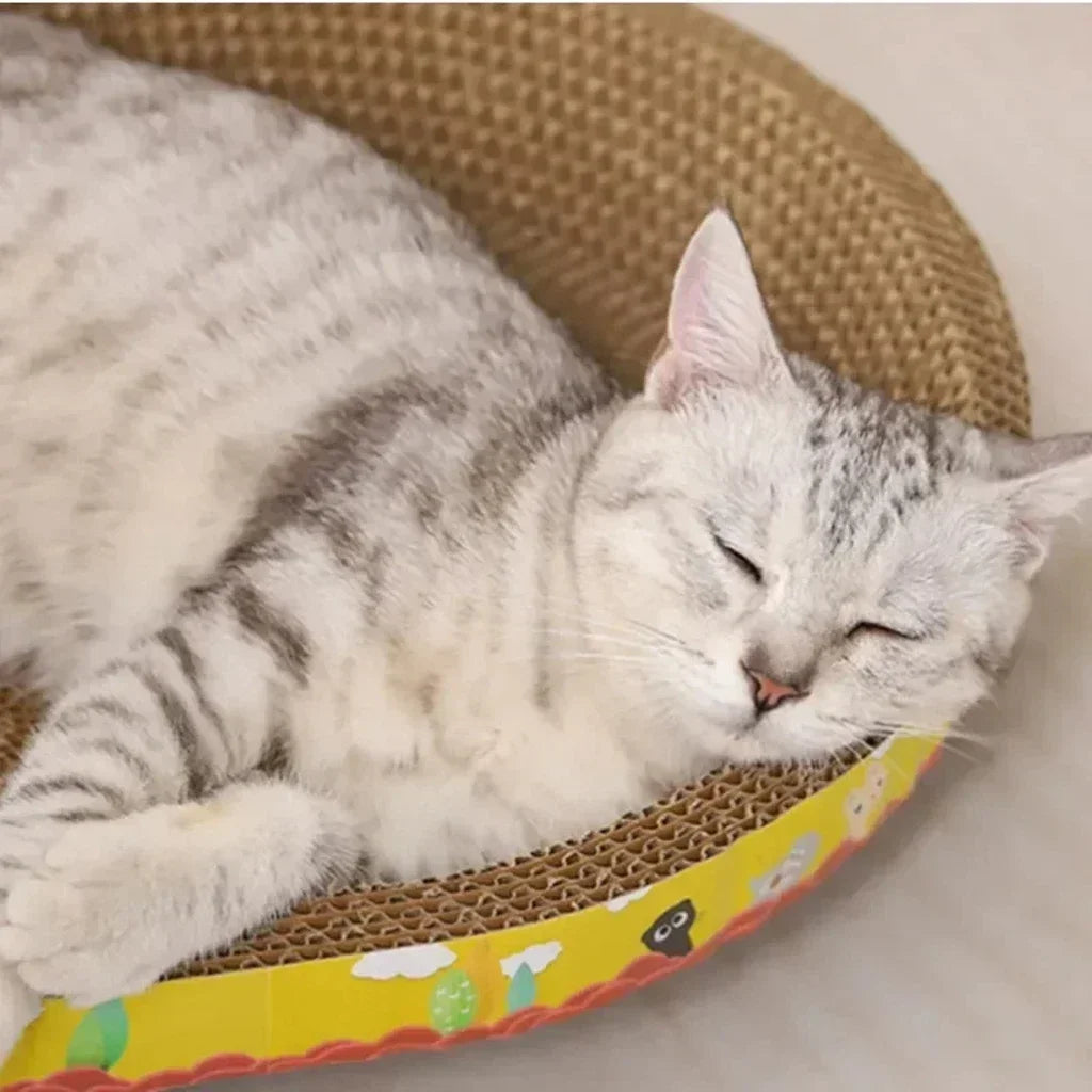 Tablero para rascar gatos, protege muebles, garra de molienda, juguetes, papel corrugado ovalado, nido para gatos resistente al desgaste, accesorios para gatos