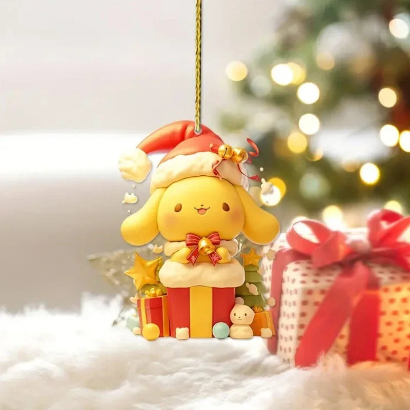 1/6/10 Uds Navidad Sanrio tema 2D colgante acrílico HelloKitty Cinnamoroll Kuromi colgante de decoración de árbol de Navidad