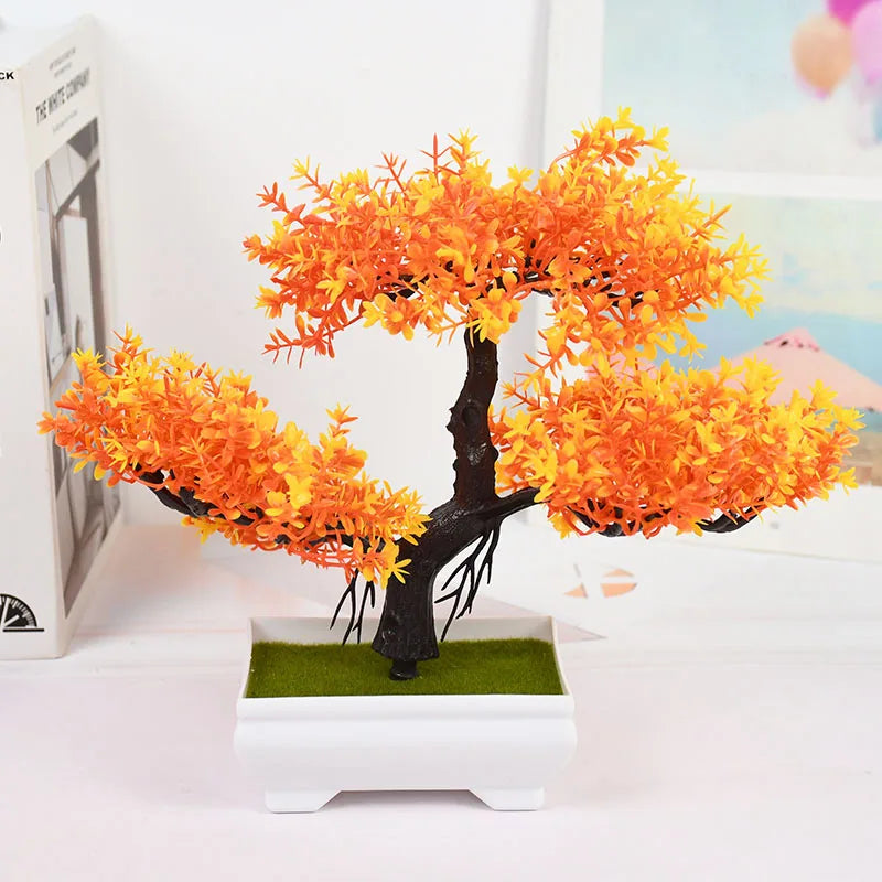 Bonsái de plantas artificiales, árbol pequeño, maceta, plantas falsas, flores, adornos en maceta para decoración de mesa de habitación del hogar, decoración de jardín de Hotel