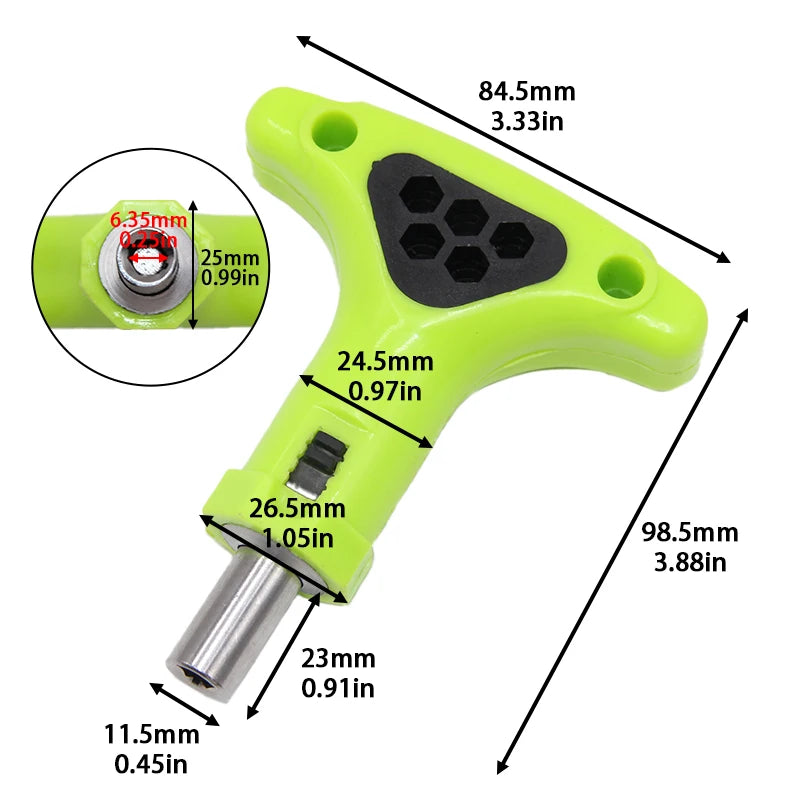 Destornillador de trinquete con mango en T para reparación del hogar, llave de doble uso con brocas de 6,35mm, herramientas reversibles para ahorrar trabajo