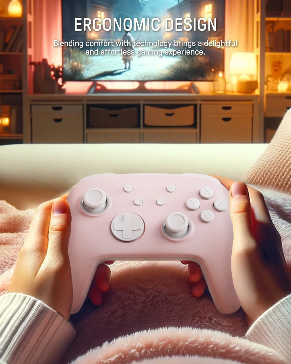 FUNLAB para Halloween-controlector Pro de efecto Hall con patrón luminoso fantasma para Nintendo Switch 2/PC/OLED/Lite/Paddle/Turbo/RGB-Rosa