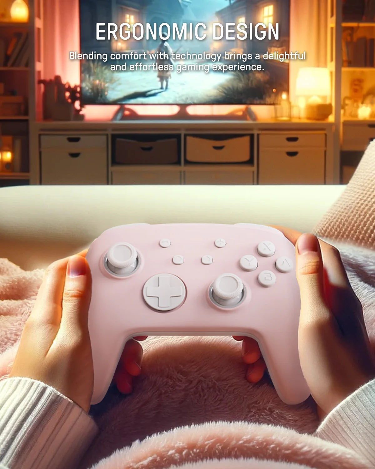 FUNLAB para Halloween-controlector Pro de efecto Hall con patrón luminoso fantasma para Nintendo Switch 2/PC/OLED/Lite/Paddle/Turbo/RGB-Rosa