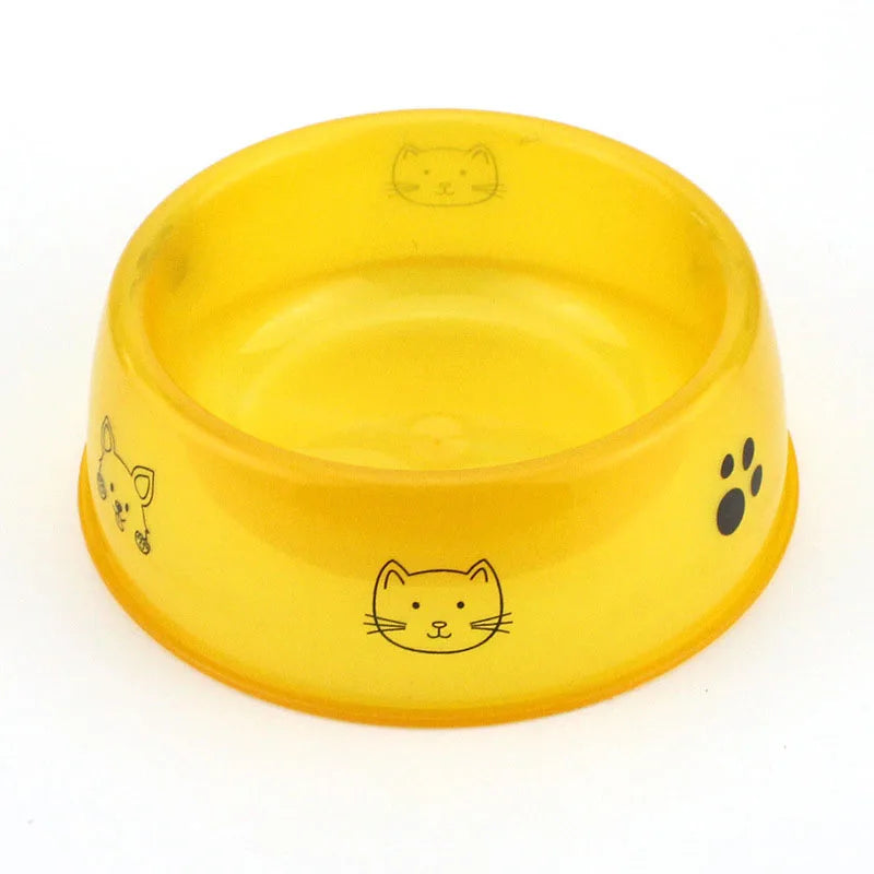 Cuenco de plástico transparente para mascotas, cuenco de agua y comida para gatos/perros impresos, suministros duraderos de alimentación para mascotas para perros y gatos