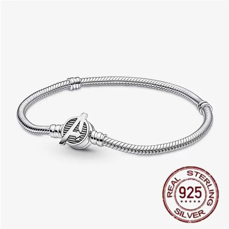 Pulsera de hueso de serpiente de Spider Man de plata de ley 100% S925, adecuada para pulsera Pandora, regalo de joyería de moda para mujer bi