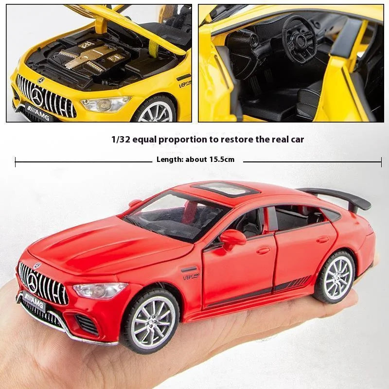 1:32 Mercedes Benz AMG GT63 coche deportivo aleación Diecast modelo de coche sonido luz tirar hacia atrás juguetes adornos regalo para niños recoger