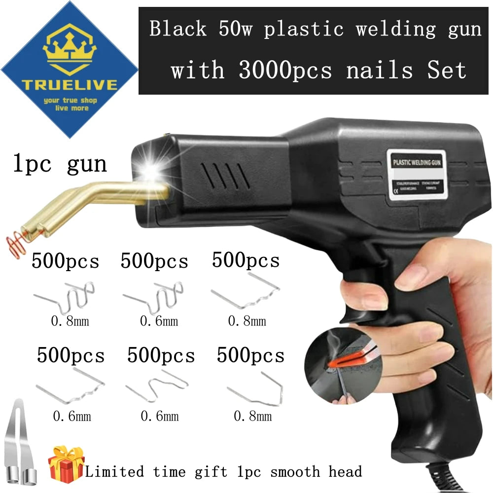3000/1200/200 Uds grapadora caliente máquina de soldadura de plástico Kit de reparación de parachoques de coche reparaciones de plástico PVC grapadora caliente grapas pistola de soldar