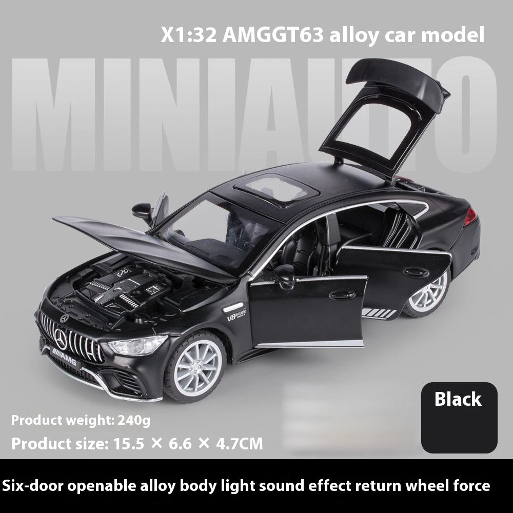 1:32 Mercedes Benz AMG GT63 coche deportivo aleación Diecast modelo de coche sonido luz tirar hacia atrás juguetes adornos regalo para niños recoger