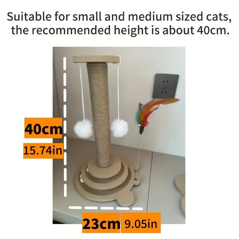 Juguete para Gato, plato giratorio de madera maciza para gato, palos divertidos para gato, tablero rascador de Sisal duradero, suministros para gatos, columna de agarre para gato